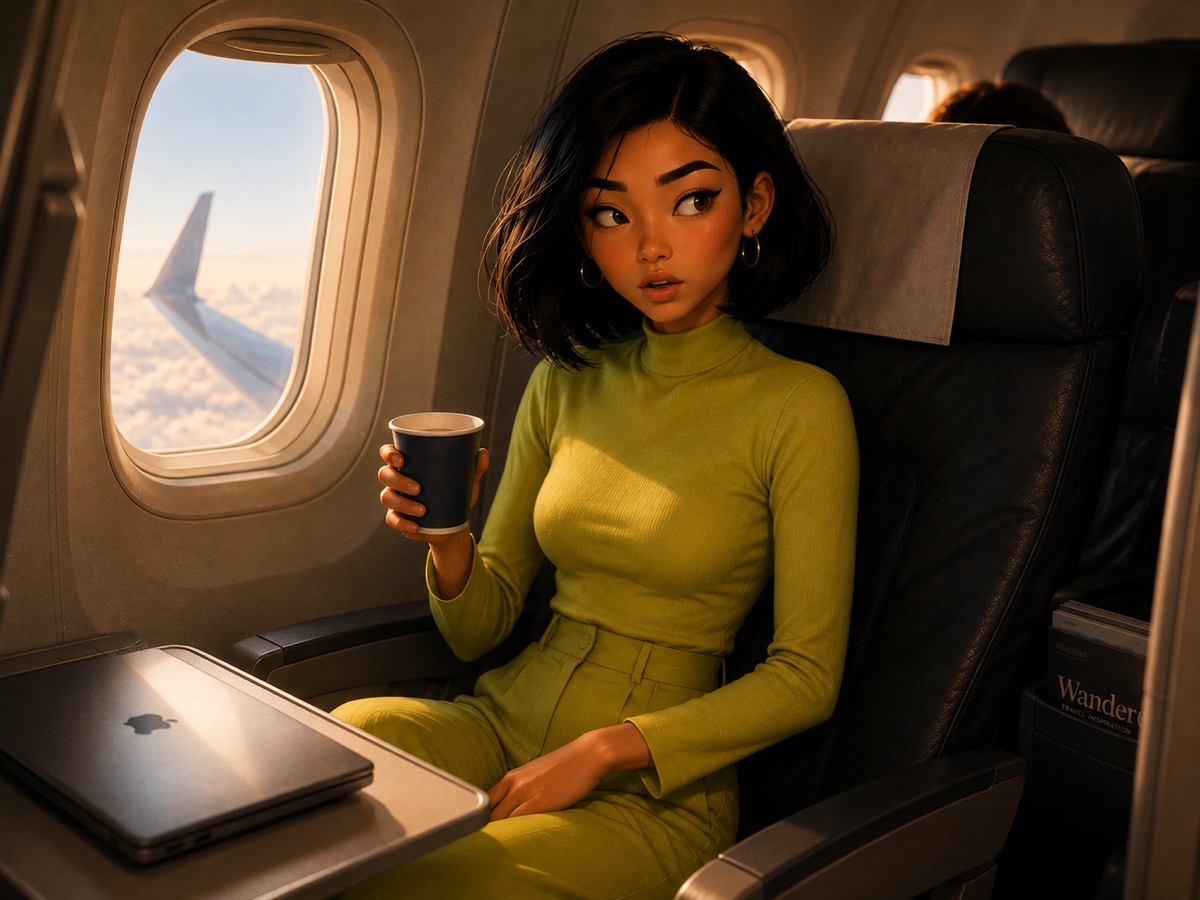 Vera working mid-flight
